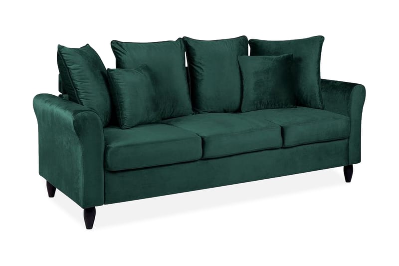 Paretti sofa velour - Grøn - Velour sofaer - 3 personers sofa