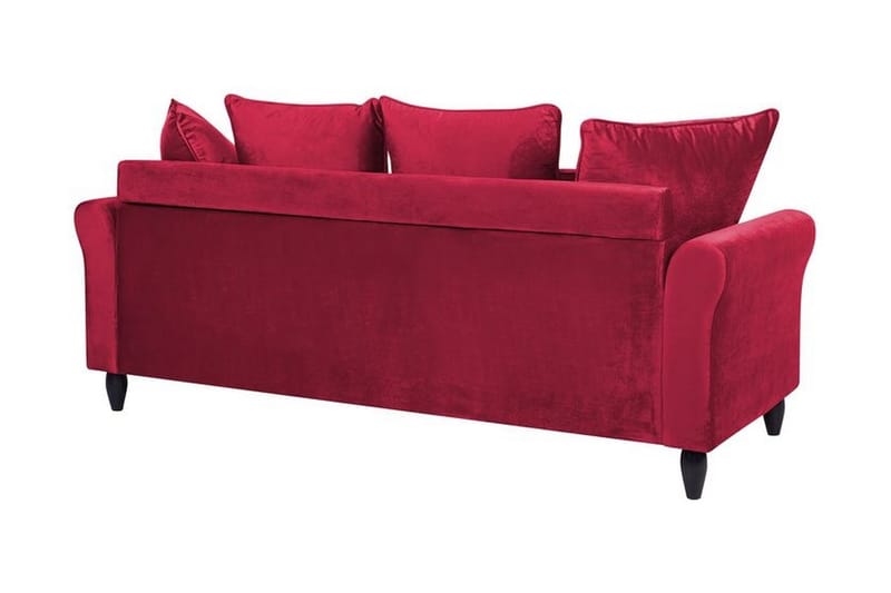 Paretti sofa velour - Rød - Velour sofaer - 3 personers sofa