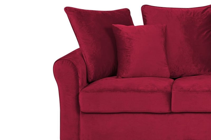 Paretti sofa velour - Rød - Velour sofaer - 3 personers sofa