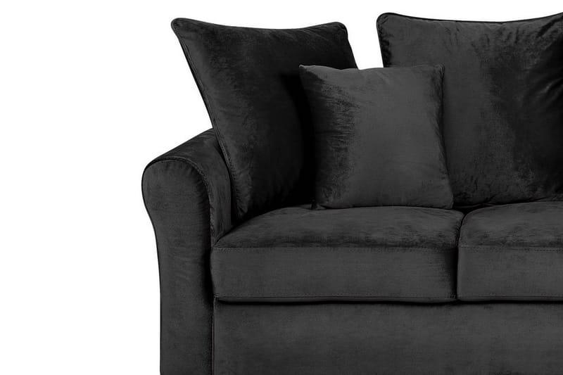 Paretti sofa velour - Sort - Velour sofaer - 3 personers sofa