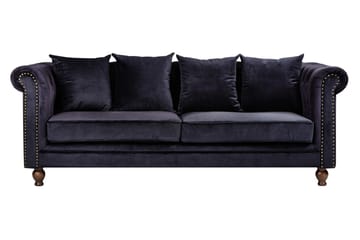 Velvet 3-personers Sofa Velour Sort