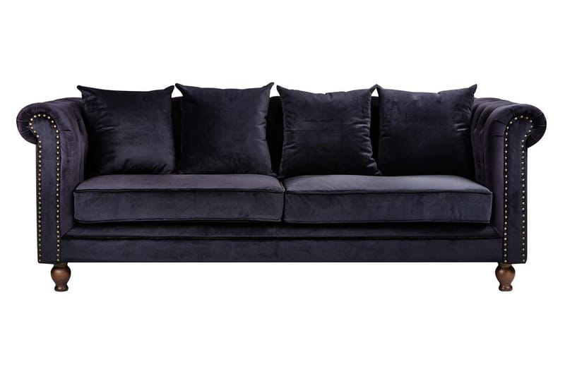 Velvet 3-personers Sofa Velour Sort - Møbler - Sofaer - Velour sofaer