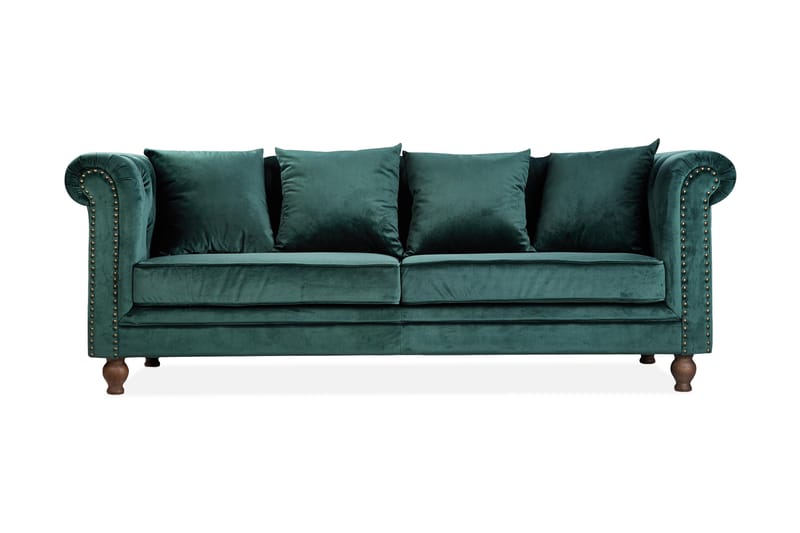 Velvet Sammetsofa 3-sædet - Grøn - Møbler - Sofaer - Velour sofaer