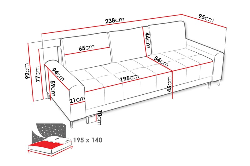 Vilshult Sofa 3-seter - Grå - Møbler - Sofaer - 3 personers sofa