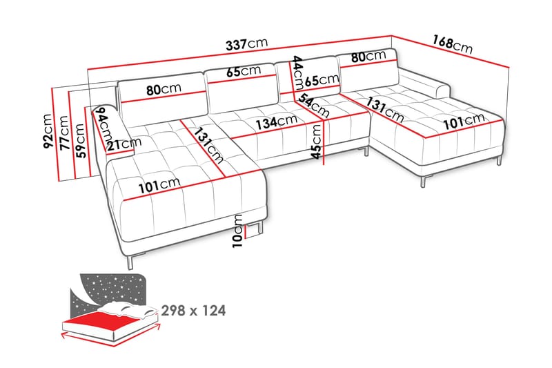 Vilshult Sofa Dobbeldivan 4-seter - Beige - Møbler - Sofaer - U Sofa