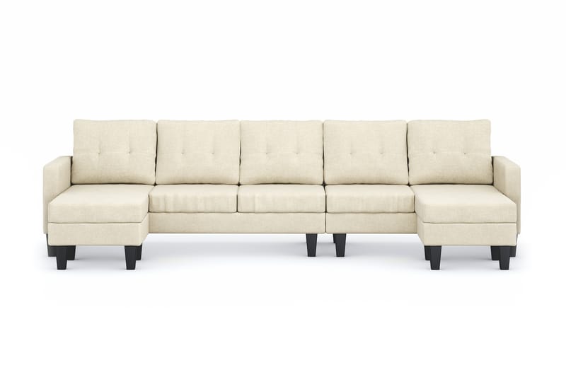 Vislanda 5-personers Sofa med Dobbel Chaiselong - Beige - Møbler - Sofaer - U Sofa