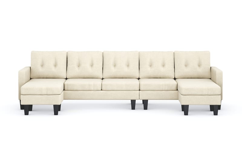 Vislanda 5-personers Sofa med Dobbel Chaiselong - Beige - Møbler - Sofaer - U Sofa