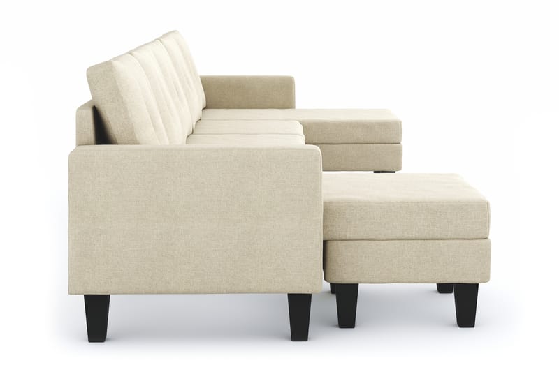 Vislanda 5-personers Sofa med Dobbel Chaiselong - Beige - Møbler - Sofaer - U Sofa