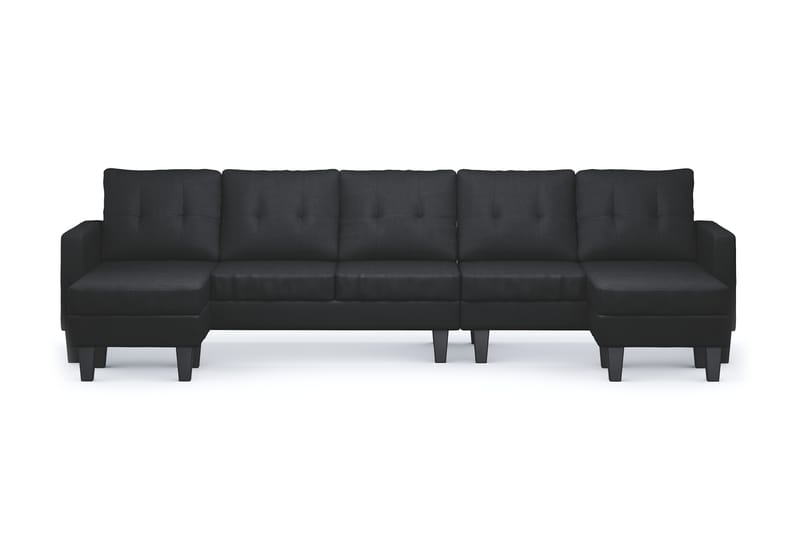 Vislanda 5-personers Sofa med Dobbel Chaiselong - Sort - Møbler - Sofaer - U Sofa