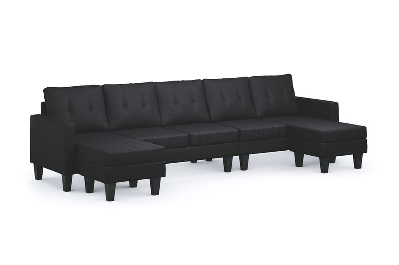 Vislanda 5-personers Sofa med Dobbel Chaiselong - Sort - Møbler - Sofaer - U Sofa