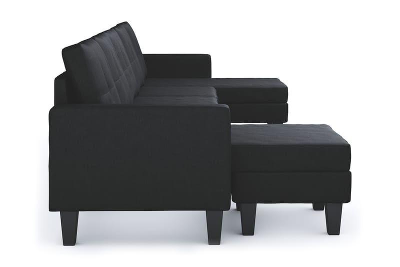 Vislanda 5-personers Sofa med Dobbel Chaiselong - Sort - Møbler - Sofaer - U Sofa