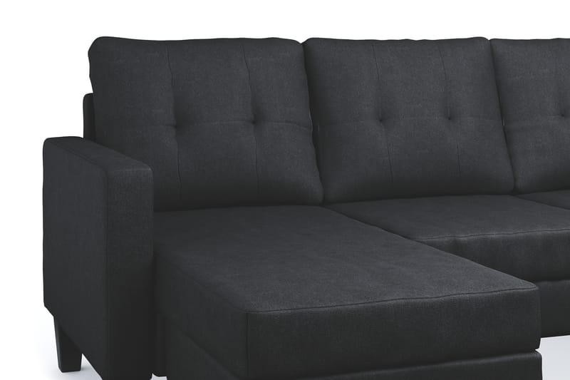 Vislanda 5-personers Sofa med Dobbel Chaiselong - Sort - Møbler - Sofaer - U Sofa