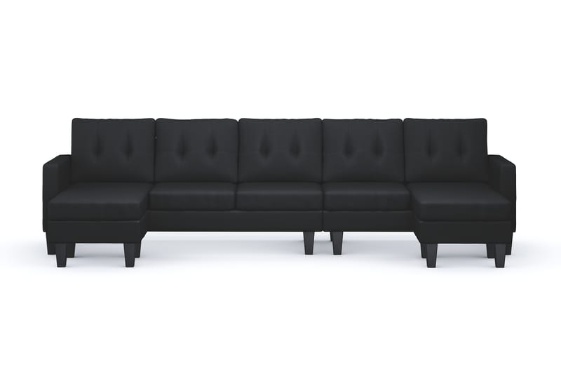 Vislanda 5-personers Sofa med Dobbel Chaiselong - Sort - Møbler - Sofaer - U Sofa