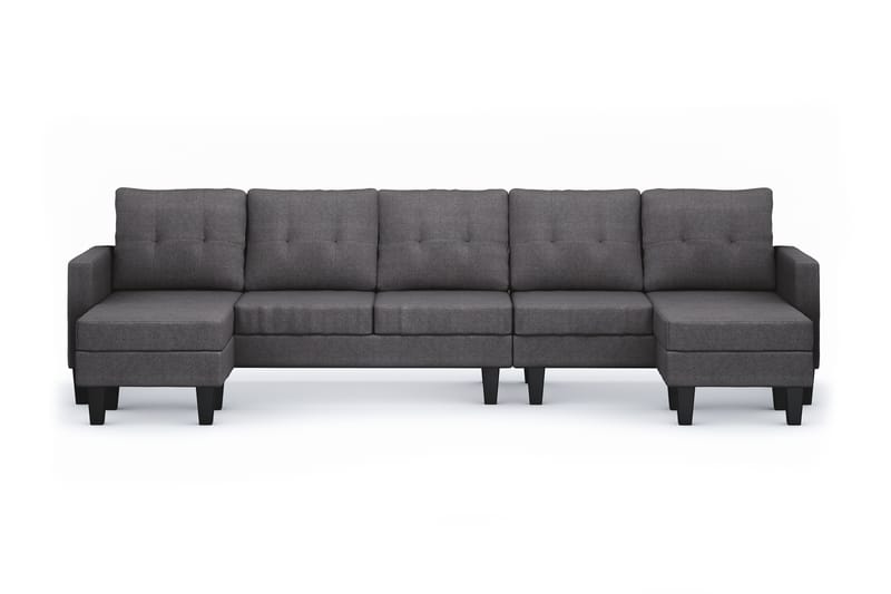 Vislanda 5-personers Sofa med Dobbel Chaiselong - Grå - Møbler - Sofaer - U Sofa