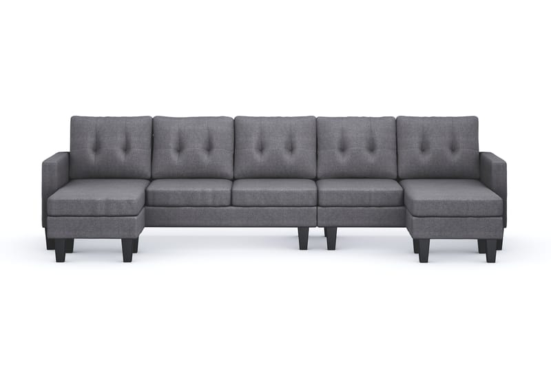 Vislanda 5-personers Sofa med Dobbel Chaiselong - Grå - Møbler - Sofaer - U Sofa