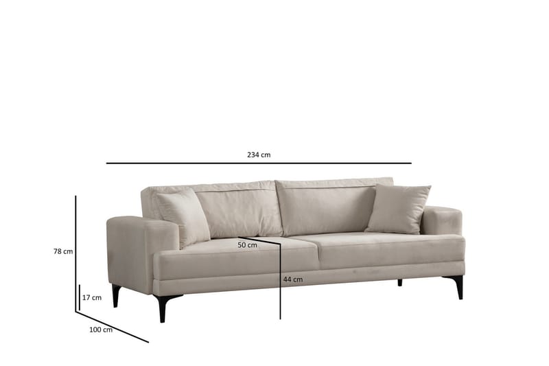 Winskill 3-personers Sofa - Ecru - Møbler - Sofaer - 3 personers sofa