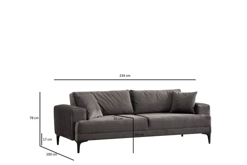 Winskill Sofa 3-personers - Antracit - Møbler - Sofaer - 3 personers sofa