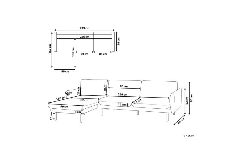 Woodal Hjørnesofa 4-personers - Beige/Sort - Møbler - Sofaer - Hjørnesofa