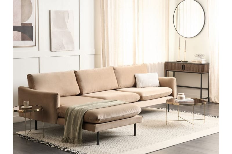 Woodal Hjørnesofa 4-personers - Beige/Sort - Møbler - Sofaer - Hjørnesofa