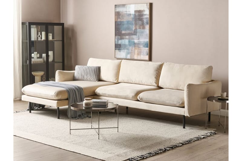 Woodal Hjørnesofa 4-personers - Beige/Sort - Møbler - Sofaer - Hjørnesofa