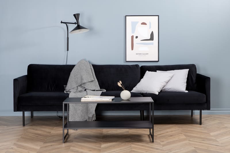 Zoom 3-personers Sofa Fløjl - Sort - Møbler - Sofaer - 3 personers sofa