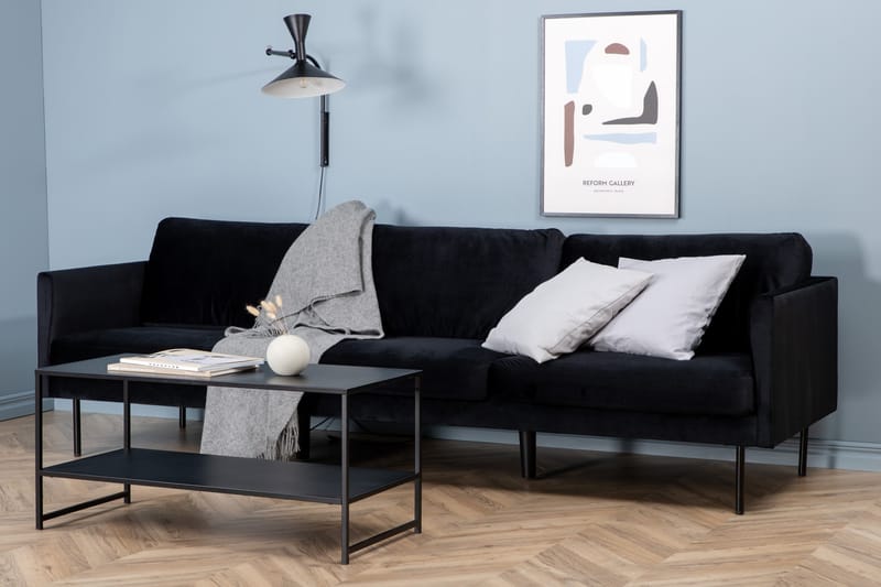 Zoom 3-personers Sofa Fløjl - Sort - Møbler - Sofaer - 3 personers sofa