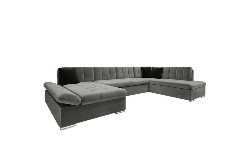 Zumar Sofa med Chaiselong og Divan 4-personers - Mørk grå/Sort - Møbler - Sofaer - U Sofa