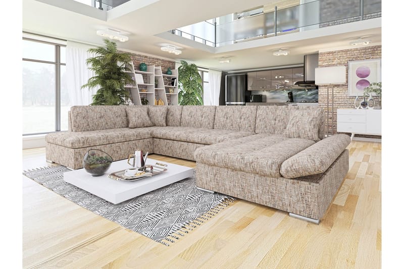 Zumar Sofa med Chaiselong og Divan 4-personers - Flerfarvet/Beige - Møbler - Sofaer - U Sofa