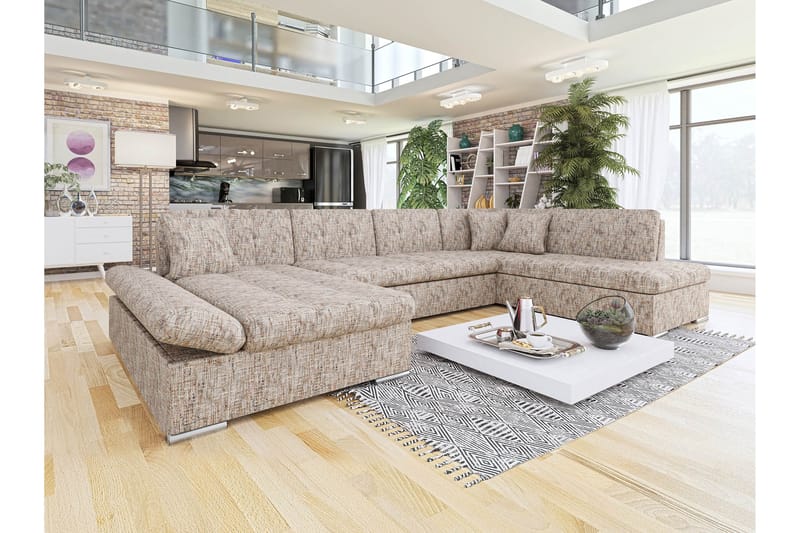 Zumar Sofa med Chaiselong og Divan 4-personers - Flerfarvet/Beige - Møbler - Sofaer - U Sofa