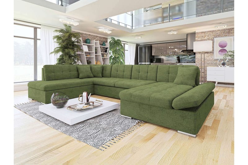 Zumar Sofa med Chaiselong og Divan 4-personers - Grøn - Møbler - Sofaer - U Sofa