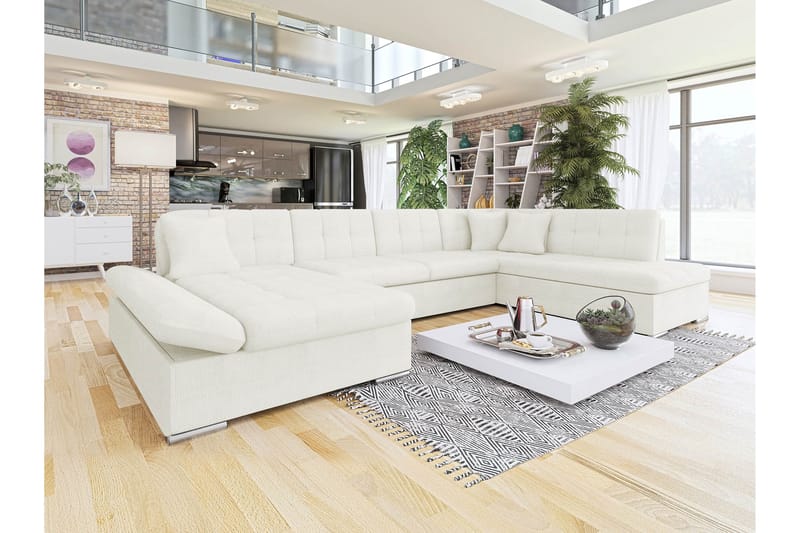 Zumar Sofa med Chaiselong og Divan 4-personers - Hvid - Møbler - Sofaer - U Sofa