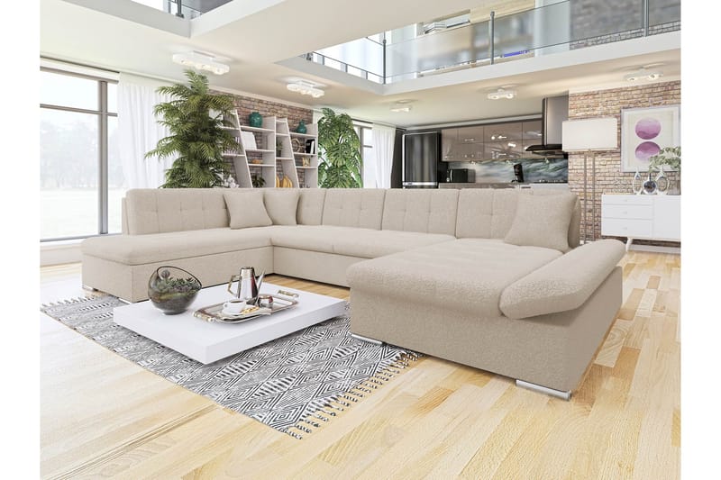 Zumar Sofa med Chaiselong og Divan 4-personers - Beige - Møbler - Sofaer - U Sofa