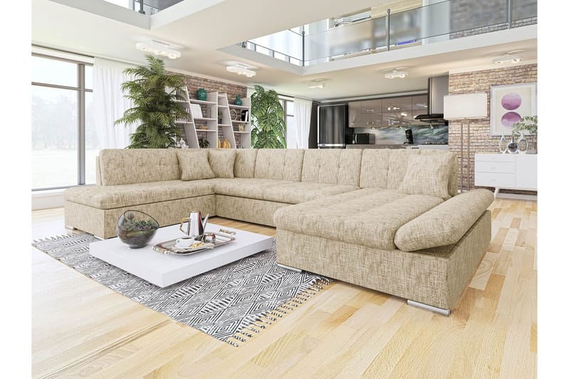 Zumar Sofa med Chaiselong og Divan 4-personers - Beige - Møbler - Sofaer - U Sofa