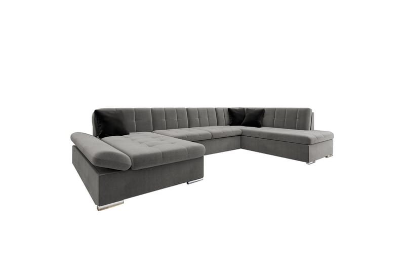 Zumar Sofa med Chaiselong og Divan 4-personers - Grå/Sort - Møbler - Sofaer - U Sofa