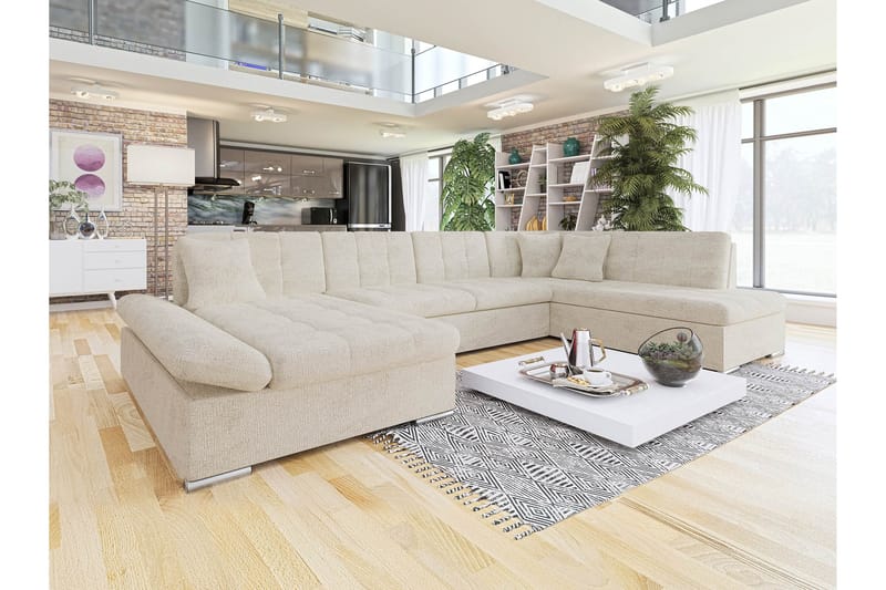 Zumar Sofa med Chaiselong og Divan 4-personers - Beige - Møbler - Sofaer - U Sofa