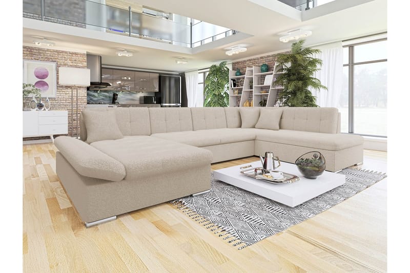 Zumar Sofa med Chaiselong og Divan 4-personers - Beige - Møbler - Sofaer - U Sofa