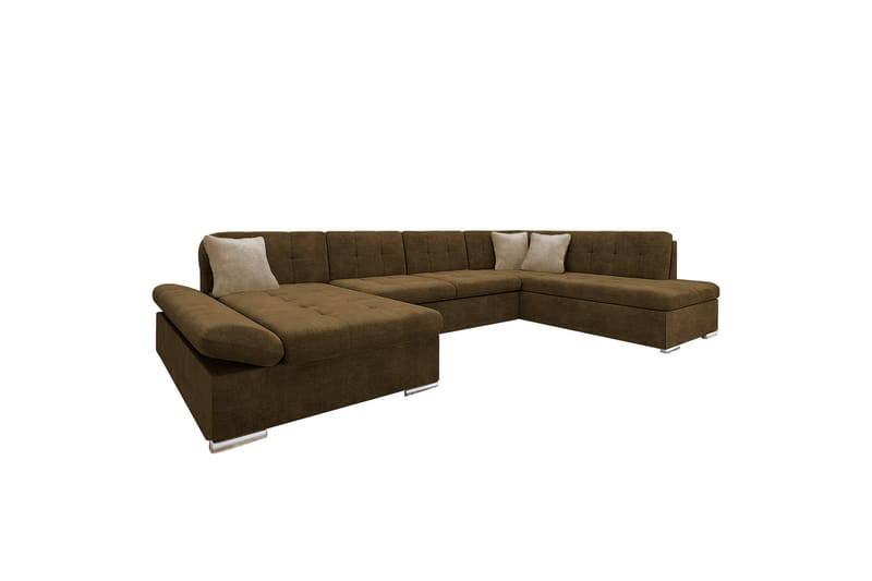 Zumar Sofa med Chaiselong og Divan 4-personers - Brun/Beige - Møbler - Sofaer - U Sofa