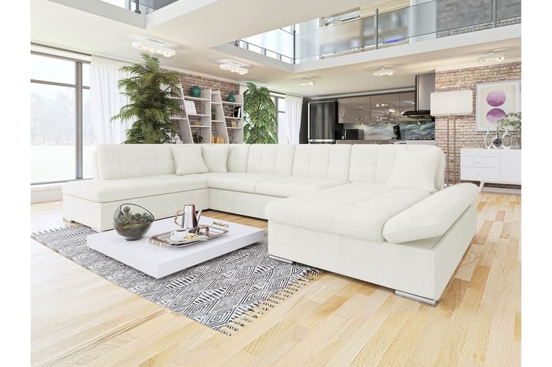 Zumar Sofa med Chaiselong og Divan 4-personers - Hvid - Møbler - Sofaer - U Sofa