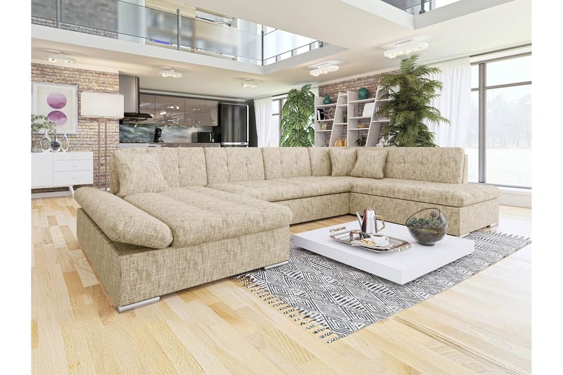 Zumar Sofa med Chaiselong og Divan 4-personers - Beige - Møbler - Sofaer - U Sofa