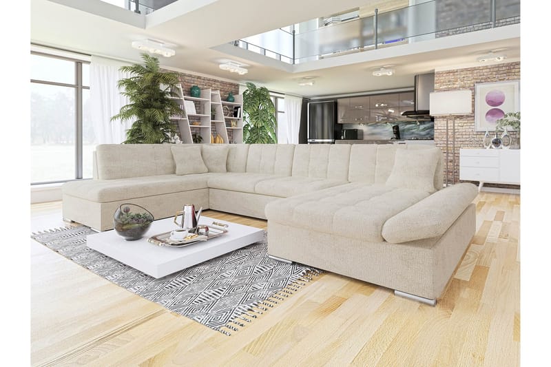 Zumar Sofa med Chaiselong og Divan 4-personers - Beige - Møbler - Sofaer - U Sofa