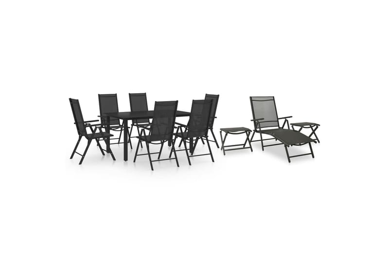 spisebordssæt til haven 10 dele sort og antracitgrå - Sort - Spisebordsstole & køkkenstole - Armstole