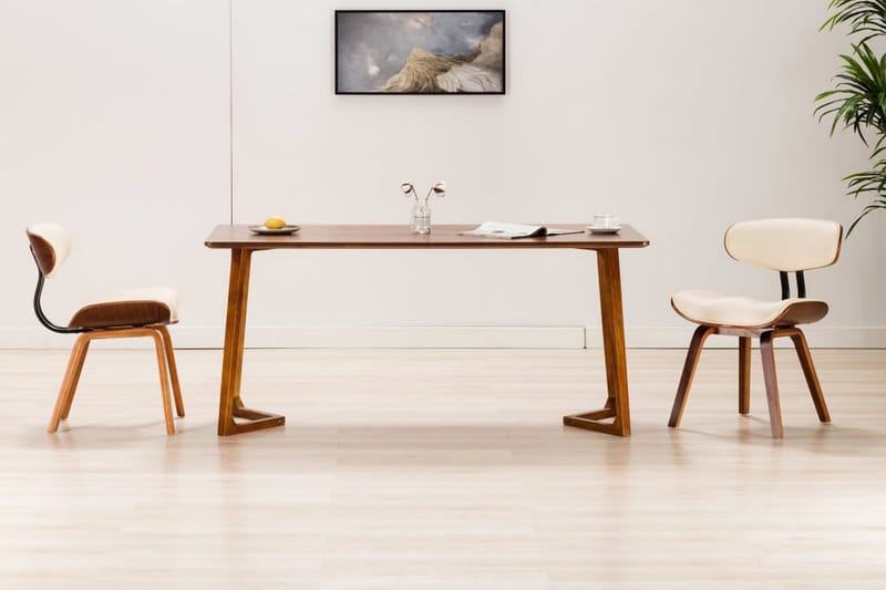 Spisebordsstole 2 Stk. Kunstlæder Cremefarvet - Creme - Spisebordsstole & køkkenstole - Armstole