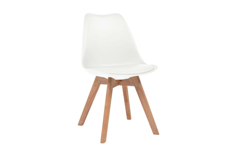 Spisebordsstole 4 Stk. Kunstlæder Massivt Træ Hvid - Hvid - Spisebordsstole & køkkenstole - Armstole