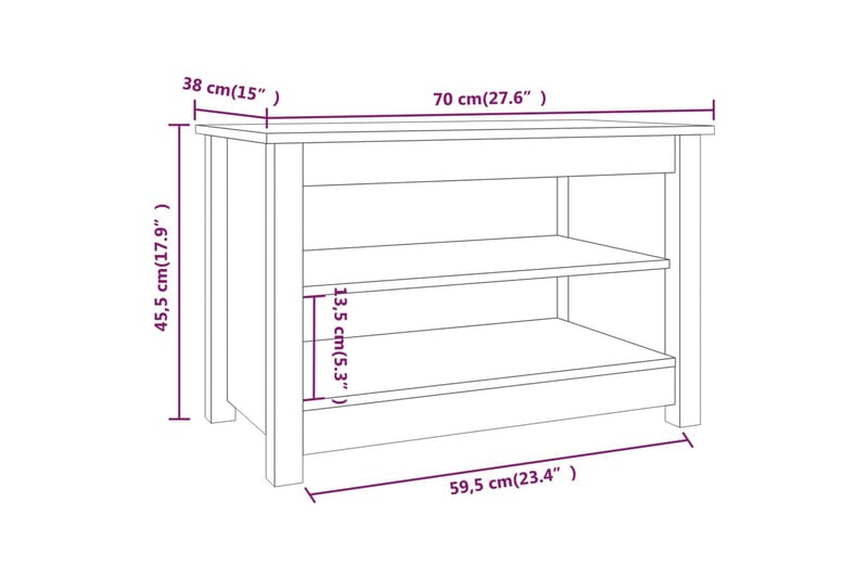 beBasic skobænk 70x38x45,5 cm massivt fyrretræ - Brun - Møbler - Stole & lænestole - Bænke - Skohylde med bænk