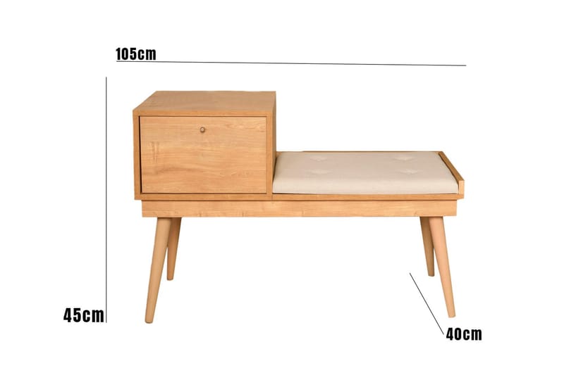 Botkins Skobænk 105 cm - Eg/Creme - Møbler - Stole & lænestole - Bænke - Skohylde med bænk