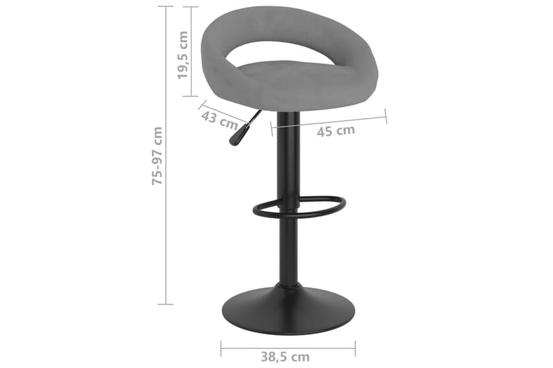 barstole 2 stk. fløjl lysegrå - Grå - Møbler - Stole & lænestole - Barstole