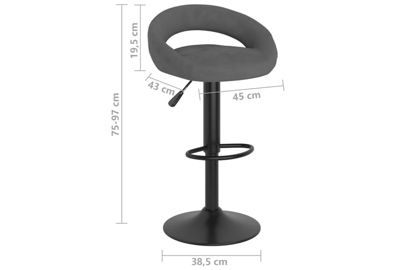 barstole 2 stk. fløjl mørkegrå - Grå - Møbler - Stole & lænestole - Barstole