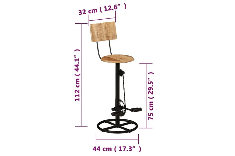 barstole 2 stk. massivt mangotræ - Brun - Møbler - Stole & lænestole - Barstole