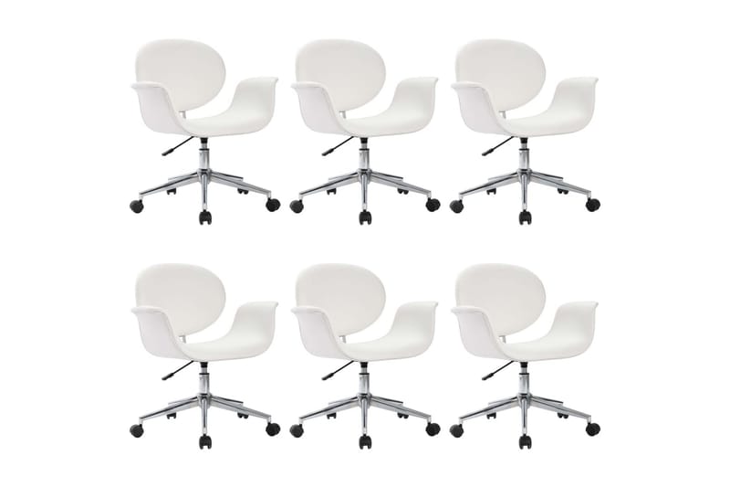Drejelige Spisebordsstole 6 Stk. Kunstlæder Hvid - Spisebordsstole & køkkenstole - Armstole