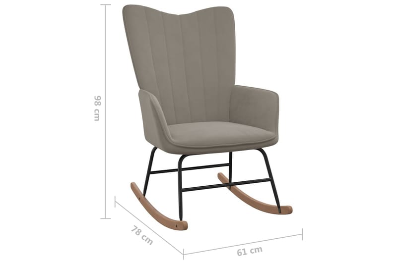 gyngestol fløjl lysegrå - Grå - Møbler - Stole & lænestole - Gyngestol